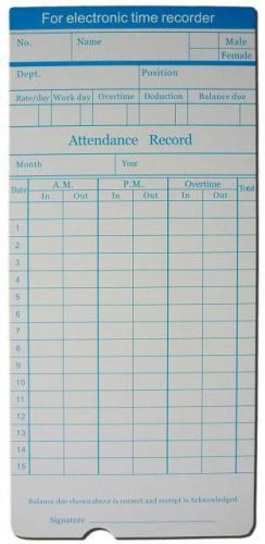 50X Monthly Time Clock Cards For Payroll Recorder Timecards Thermal Attendance