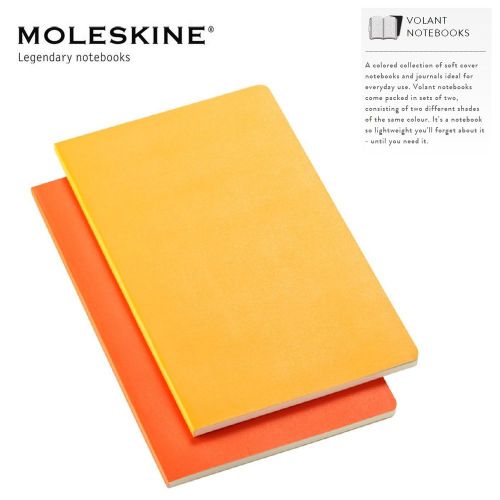 Moleskine orange yellow volant notebooks set of 2 plain paper ex large 19x25cm for sale