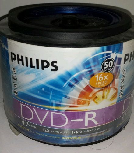 50 Philips 16x DVD-R Blank Recordable 4.7GB DVD Media