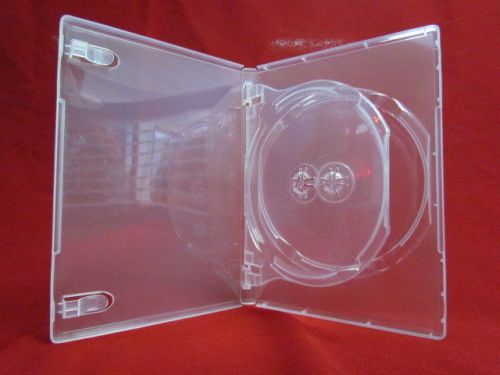 100 14mm glossy super clear double 2 dvd case w/swing tray for sale