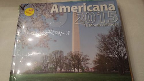 2015  WALL CALENDAR AMERICANA 16 MONTH WITH 250 REMINDER STICKERS 11&#034; x 12&#034;