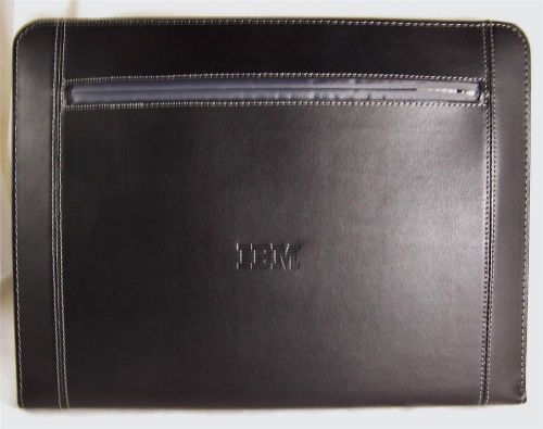 NIB Black IBM Logo Portfolio &amp;Pen LEEDS Zippered Organizer Padfolio Faux Leather