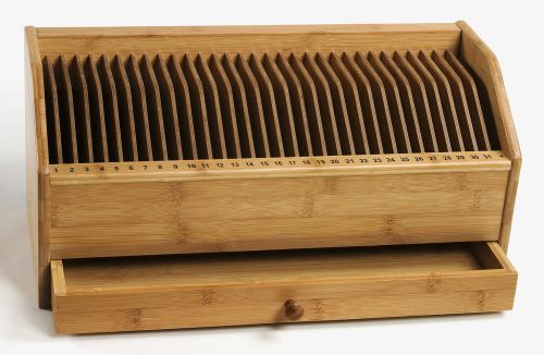 Lipper International Bamboo Monthly Bill / Invoice Organizer with Drawer