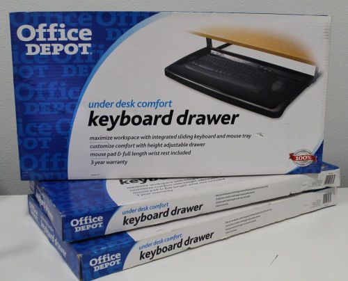 Lot of (3) New Office Depot Under Desk Comfort Sliding Keyboard Drawer 341-317