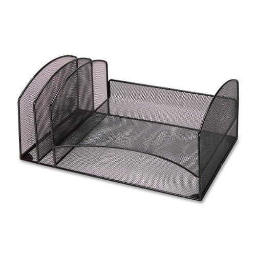 Lorell mesh desktop organizer - 2 compartment[s] - steel - black (llr37526) for sale