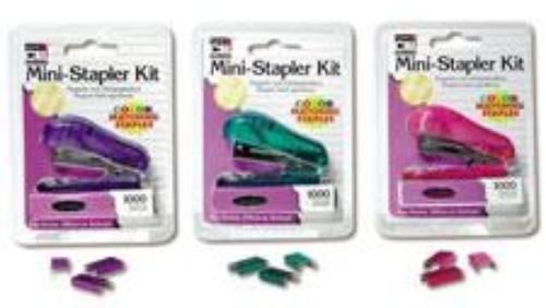 Charles Leonard Mini Stapler Kit Purple/pink/teal