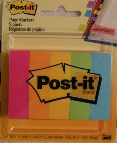 Post-it Flags, 1/2&#034; x 2&#034;, Electric Glow Colors, 100 Flags Per Pad, Pack Of 5 Pad
