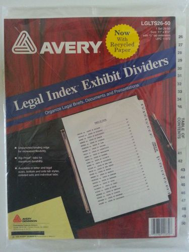 Avery Legal Exhibit Side Tab Dividers #11372, 26-50, Letter, White, 6 Sets
