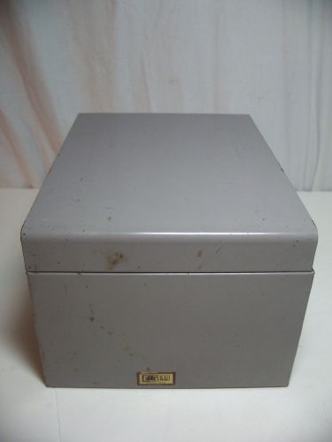Vintage flash filing gray metal index card file box for sale