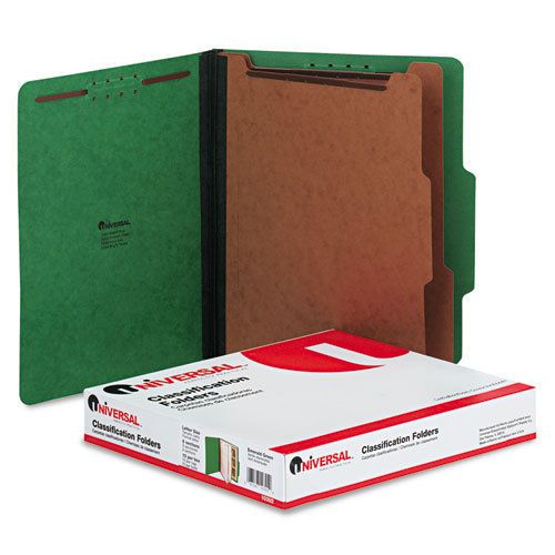 Pressboard classification folders, letter, six-section, emerald green, 10/box for sale