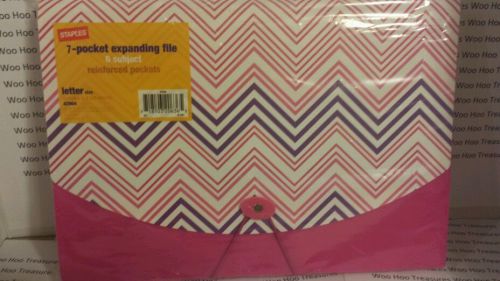 Staples expanding file 7 pockets letter size 6 subject pink purple zigzag for sale
