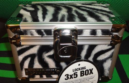 Vaultz 3X5 Locking Box Zebra Striped Soft Furish &amp; Key Lock