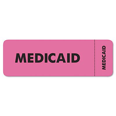 Medical Labels for Medicaid, 1 x 3, Fluorescent Pink, 250/Roll 03090