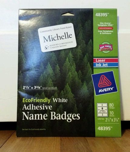 Avery EcoFriendly White Adhesive Name Badges 48395 5395 2-1/3&#034; x 3-3/8&#034;