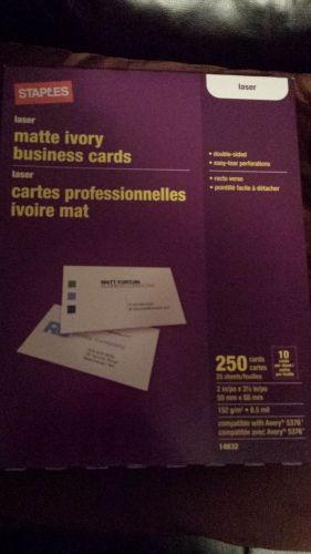 250 Staples LaserBusiness Cards Matte White Avery 5376 BRAND NEW with FAST SHIP