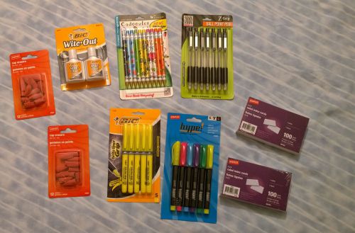 Lot of School Office Supplies Markers Highlighters Erasers Index Cards