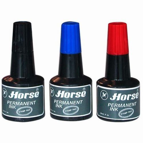 Horse Blue Red Black Stamp Pad Water Proof Refill Permanent ink 30 cc
