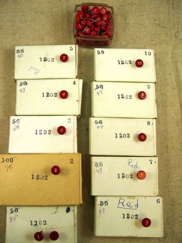 650 Plus Red Numbered Map Tacks/Pins 1-50 - Most 1-10