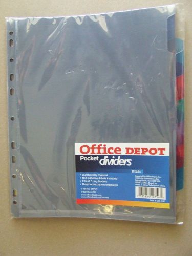 Office depot brand 8-tab colored poly pocket dividers #455-841 new for sale
