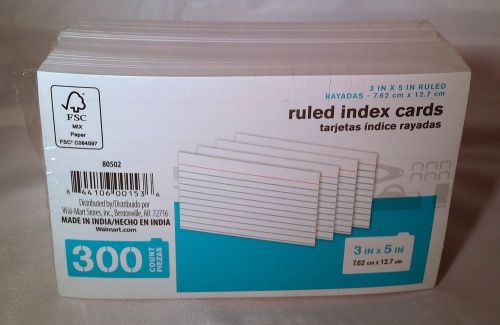 Ruled Index Cards - 3 in x 5 in - 300 Count - 3 x 5