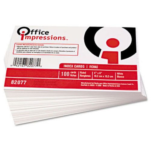 Office Impressions Ruled Index Cards, 4&#034; x 6&#034;, 100 Count - White