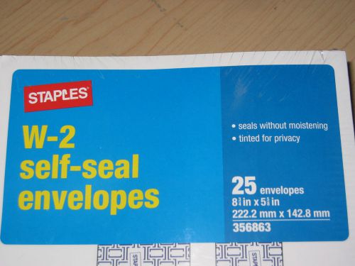 NIP Staples W-2 Self Sealing Privacy Envelopes Pkg of 25
