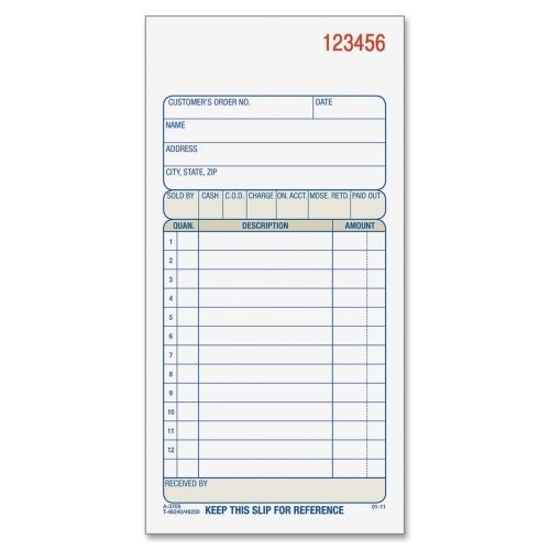 Adams Carbonless Sales Order Books - 50 Sheet(s) - 3 Part -7.18&#034;x3.34&#034;- 1Ea