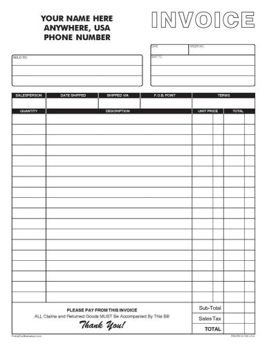 100 2-part LARGE Invoice - Carbonless Forms - Sales Receipts - Business Forms