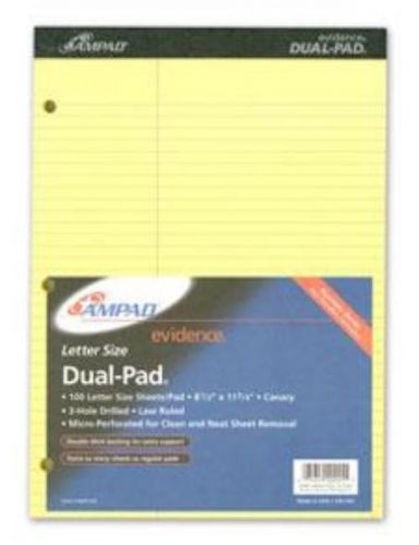 Ampad evidence dual-pad 8-1/2&#039;&#039; x 11-3/4&#039;&#039; narrow rule ml canary 3-hole punch for sale
