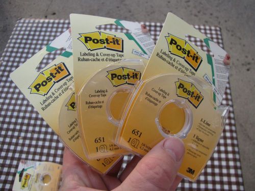 3 PACK POST IT COVER UP TAPE 651 LABELING &amp; COVERING 3M 1/6 BY 700 INCHES