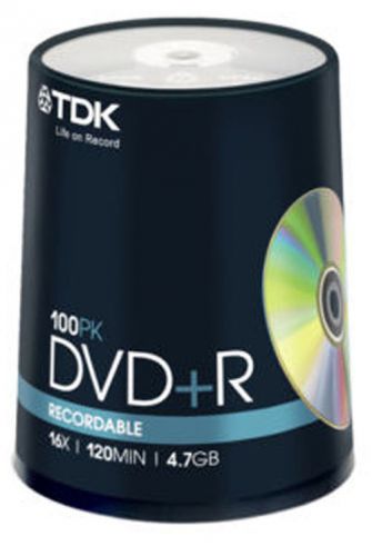 100 Spindle TDK DVD+R 4.7GB 120Min Blank DVDR Recordable Disc Discs DVDS Data