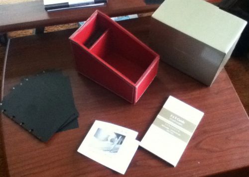 By Levenger 3 x 5 RED LEATHER Card Box for approx. 300 Cards,- beautiful