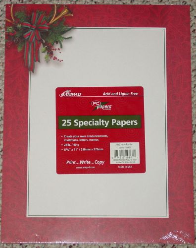 AMPAD PC PAPERS 25 SPECIALTY PAPERS 24 LB PAPER RED HORN BORDER NEW SEALED