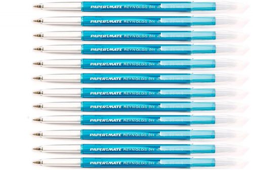 12 pens blue ink paper mate tungsten carbide ball point pen reynolds 044 0.5mm for sale