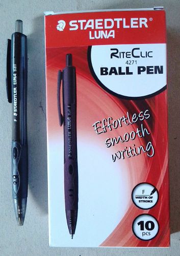 10 Staedtler Luna Rite Clic 4271 Black Fine Ball Point Pen