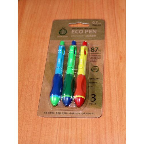 Ballpoint Pens ECO PEN Retractable ( 0.7mm Black Ink Color 3pcs ) Non toxic