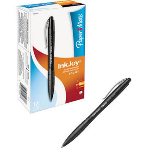 Paper mate inkjoy 500rt retractable ballpoint pen, medium point, black, 12ct pap for sale