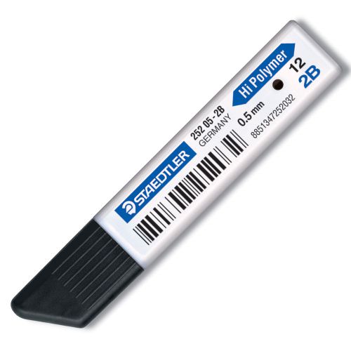STAEDTLER Hi-polymer 2B Mechanical Pencil Leads Refill 0.5 mm Leads (12 pcs)