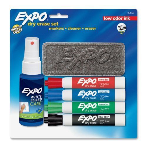 Expo 6-Piece Low Odor Dry Erase Marker Starter Kit(80653) New