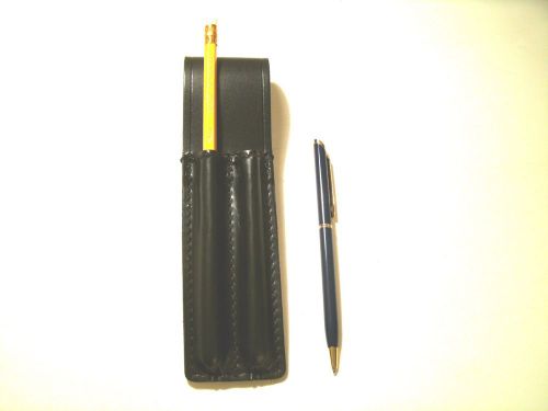 Police EMT Draftsmen Leather Double Pencil or Pen Holder Case Fits Belts up to