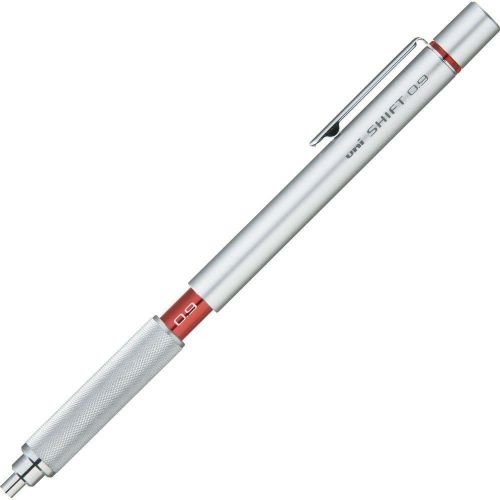 Mechanical pencil uniball shift pipe lock drafting 0.9mm silver with red accent for sale
