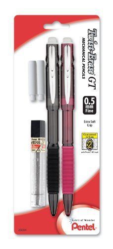 Pentel twist-erase gt mechanical pencils - hb pencil grade - 0.5 (qe205lebp2m) for sale