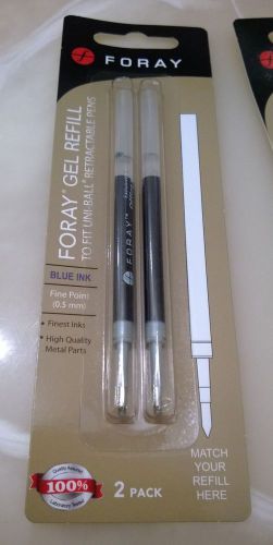 Foray GEL Refill BLUE  Fine Point  0.5 mm - 2 pack - NEW! Finest Inks