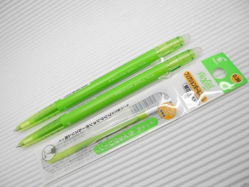 2 pen + 3 NEW PILOT retractable FRIXION ball slim 0.38mm roller ball pen L.Green