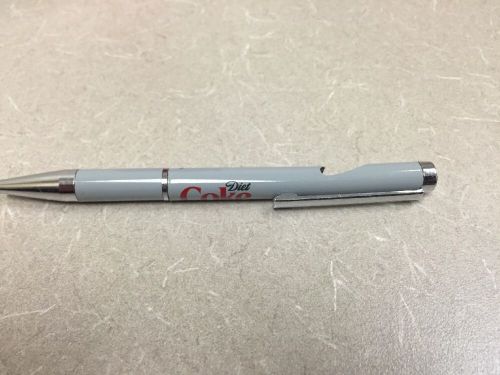 Metal Diet Coke Ball Point Pen W/ Bottle Opener Embedded Coca Cola Novelty