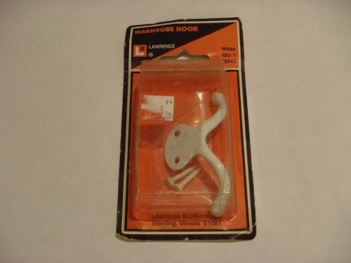 Lawrence hardware c244s double prong coat &amp; hat hooks white paint ~ new for sale