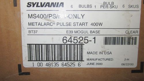 400 Watt Metal Halide Sylvania Metalarc BT37 case of 6 NEW bulbs