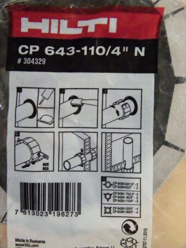 Hilti cp 643-110//4&#034; n #304329 ~ expanding fire seal collar for 4&#034; pvc pipe for sale