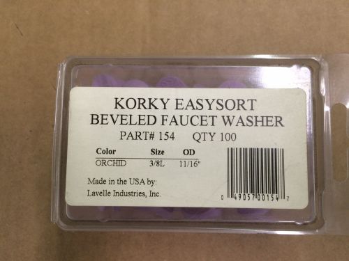 Korky Easysort Beveled Faucet Washer #154*100pack 3/8LG - New In Package