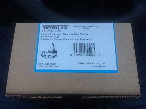 Watts 1&#034; lf 25aub z3 water pressure reducing valve set 50 psi new for sale